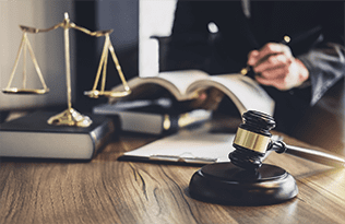 Judge gavel with Justice lawyer